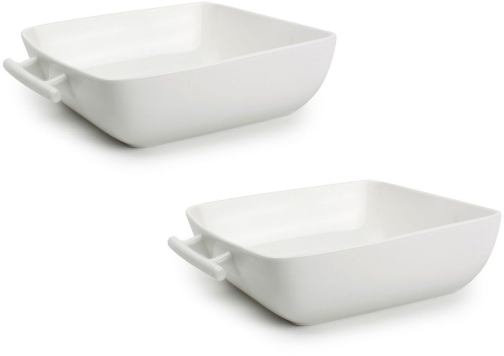 BonBistro Yong Squito Auflaufformen - 19 x 19 x 6 cm / 1,4 Liter - Weiß - 2er-Pack