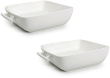 BonBistro Yong Squito Auflaufformen - 19 x 19 x 6 cm / 1,4 Liter - Weiß - 2er-Pack