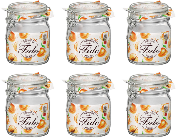 Bormioli Rocco Weckpot Fido – 10 x 10 cm / 750 ml – quadratisch – 6 Stück