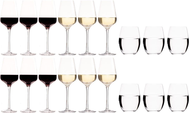 Chef- und Sommelier-Weinglas-Set Sublym (Rotweingläser, Weißweingläser und Wassergläser) – 18-teiliges Set