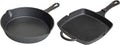 Blackwell Pfannenset Gusseisen – Bratpfanne Ø 25 cm und Grillpfanne 23 x 23 cm – geeignet für alle Wärmequellen – ohne Antihaftbeschichtung 