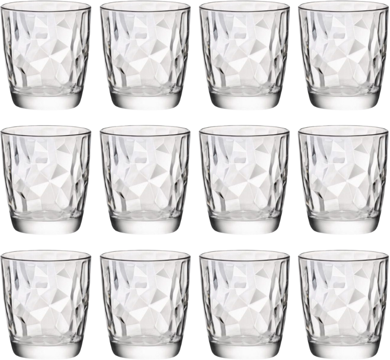 Bormioli Rocco Glas-Set - Wassergläser - Transparent - Diamant - 300 ml - 12-teilig