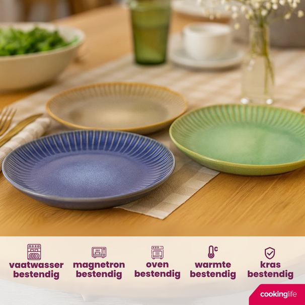 Cookinglife Geschirrset Aqua Maris 18-teilig / 6 Personen - 6 Speiseteller, 6 Frühstücksteller und 6 Schalen