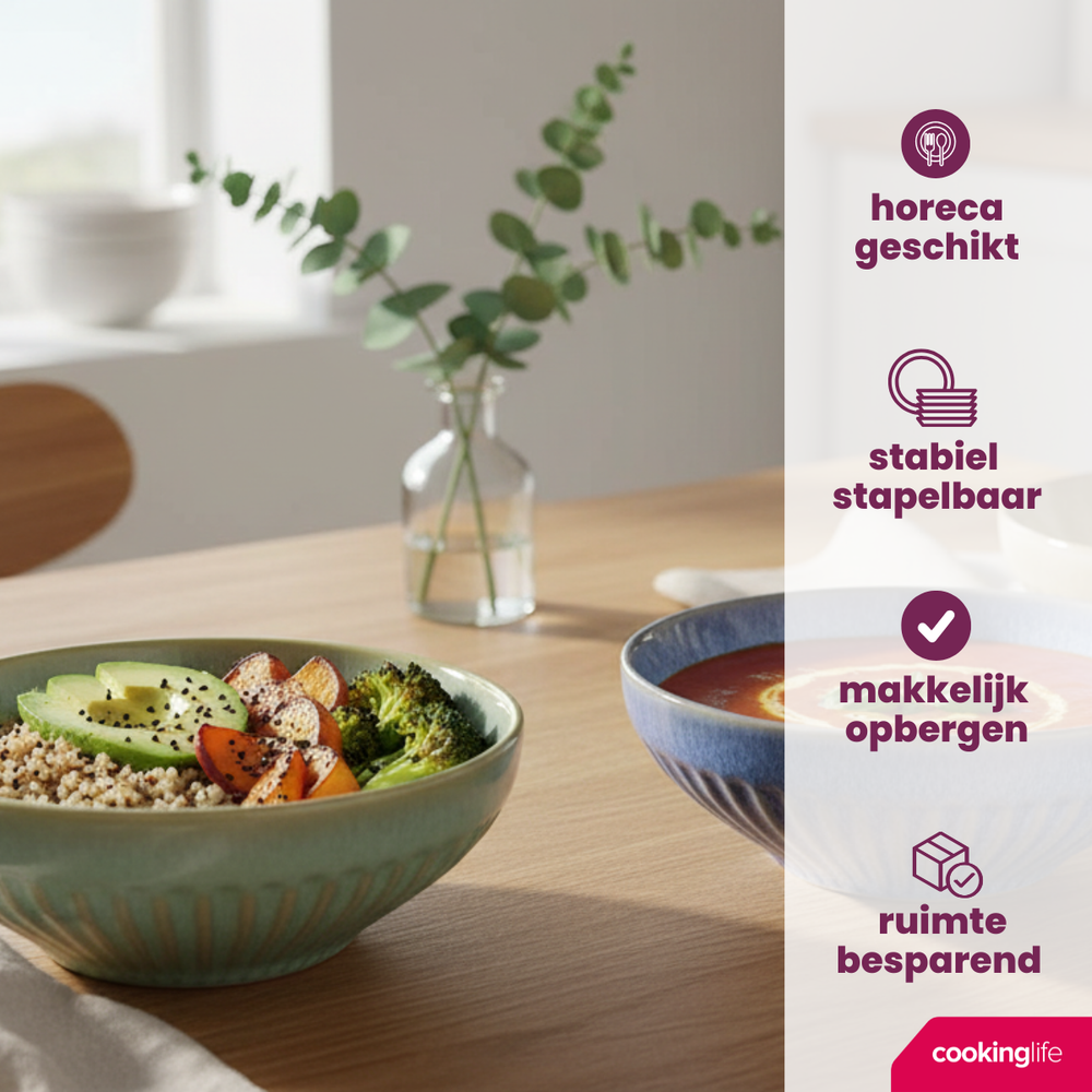 Cookinglife Geschirrset Aqua Maris 18-teilig / 6 Personen - 6 Speiseteller, 6 Frühstücksteller und 6 Schalen