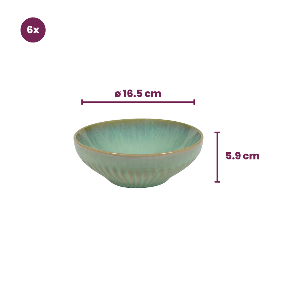 Cookinglife Geschirrset Aqua Maris 18-teilig / 6 Personen - 6 Speiseteller, 6 Frühstücksteller und 6 Schalen