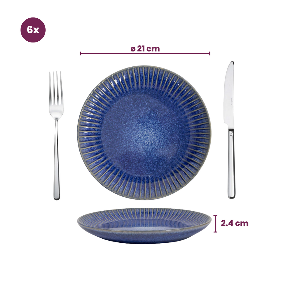 Cookinglife Geschirrset Aqua Maris 18-teilig / 6 Personen - 6 Speiseteller, 6 Frühstücksteller und 6 Schalen