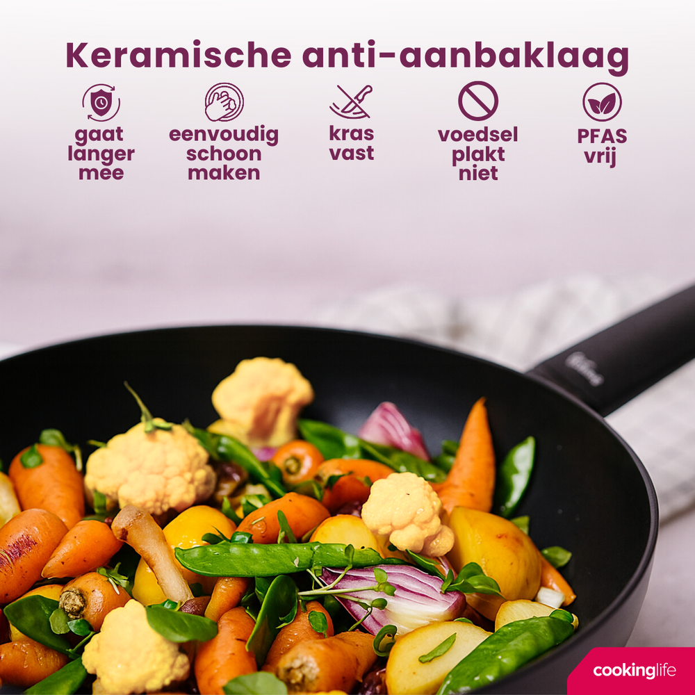 Cookinglife Bratpfannenset Black Cera Ø 24 und 28 cm – geeignet für alle Wärmequellen – keramische Antihaftbeschichtung