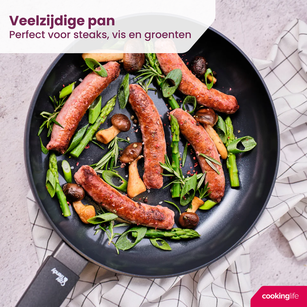 Cookinglife Bratpfannenset Black Cera Ø 24 und 28 cm – geeignet für alle Wärmequellen – keramische Antihaftbeschichtung
