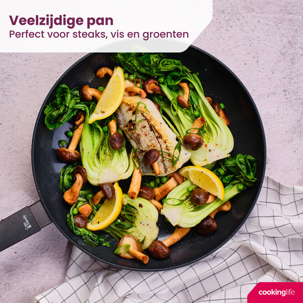 Cookinglife Bratpfanne Black Cera Ø 28 cm – geeignet für alle Wärmequellen – keramische Antihaftbeschichtung