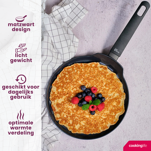 Cookinglife Pfannkuchenpfanne Black Cera Schwarz Ø 24 cm – keramische Antihaftbeschichtung