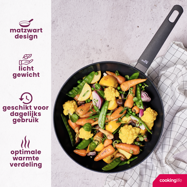 Cookinglife Wokpfanne Black Cera Ø 28 cm – keramische Antihaftbeschichtung