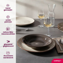 Cookinglife Geschirrset Delice Grau 18-teilig / 6 Personen - 6 Speiseteller, 6 tiefe Teller und 6 Frühstücksteller
