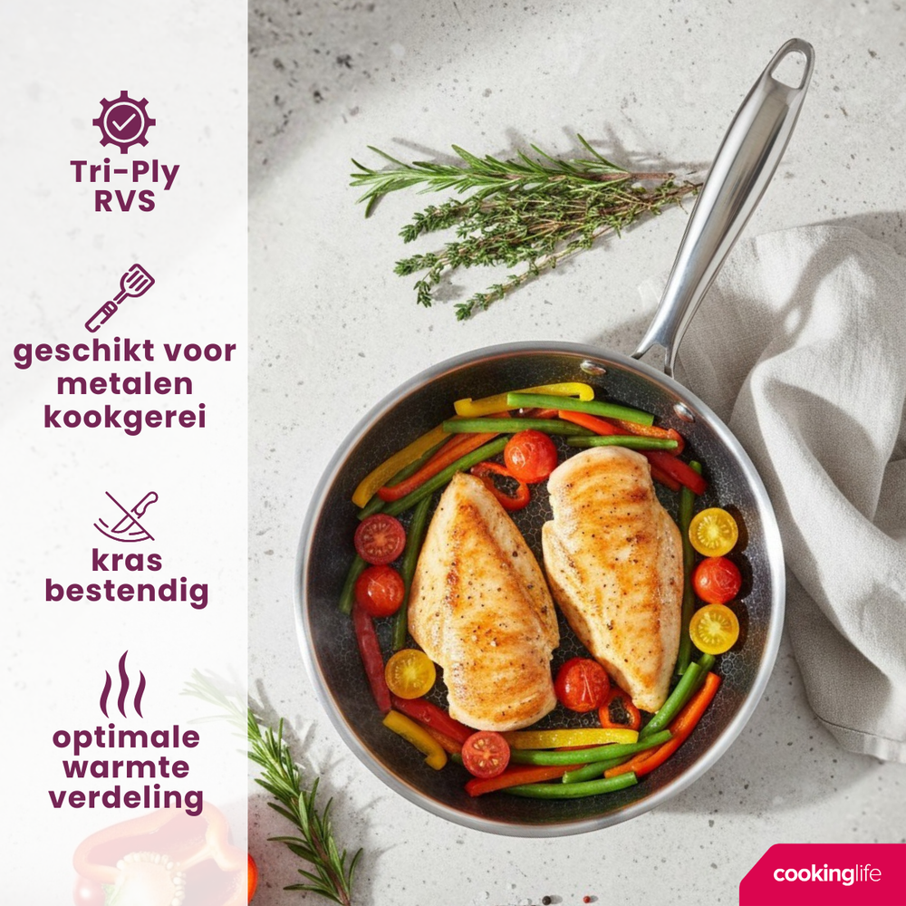 Cookinglife Bratpfanne HexaCook Hybride Pfanne ø 24 cm - NON STICK - geeignet für alle Wärmequellen - keramische Antihaftbeschichtung