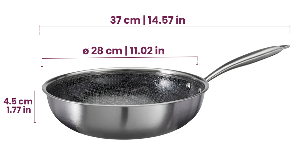 Cookinglife Pfannenset HexaCook Hybride Pfanne 3-teilig - Bratpfanne ø 24 & 28 cm + Wokpfanne Ø 28 cm - NON STICK - geeignet für alle Wärmequellen - keramische Antihaftbeschichtung