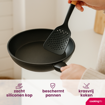 Cookinglife Kochgeschirr Set - Kochgeschirr Set - Holz schwarz 4-teilig - Schaumkelle, Suppenlöffel, Pfannenwender & Servierlöffel