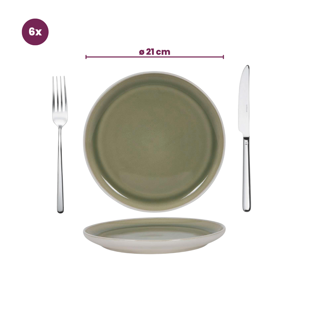 Cookinglife Frühstücksteller Mos grün ø 21 cm - 6 Stück