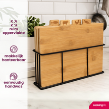 Cookinglife Bambus-Schneidebrett-Set mit Halter, 5-teilig