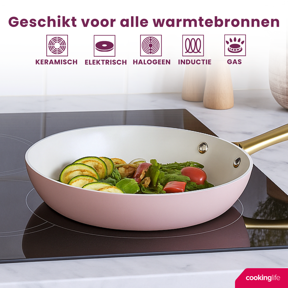 Cookinglife Bratpfannenset Style Schwarz Ø 24 und 28 cm – geeignet für alle Wärmequellen – keramische Antihaftbeschichtung
