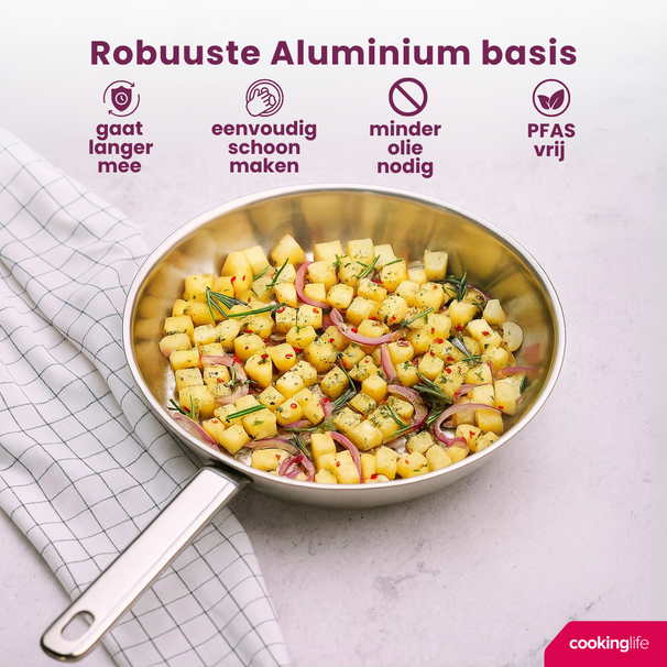 Cookinglife Bratpfannenset Superior Ø 24 und 28 cm – geeignet für alle Wärmequellen – ohne Antihaftbeschichtung