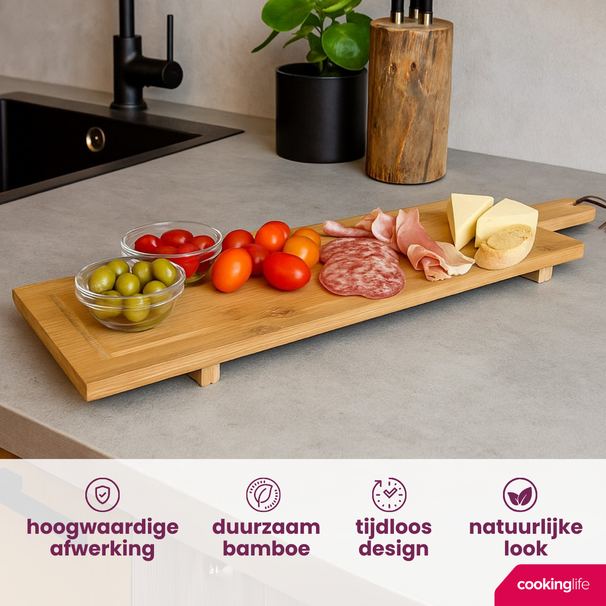 Cookinglife Servierbrett XL - Bambus - 88 x 26 cm