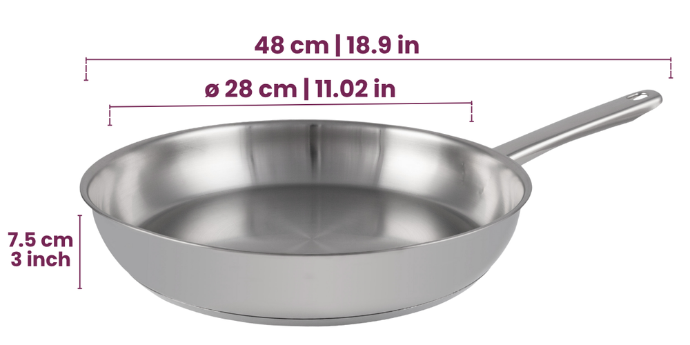 Cookinglife Bratpfannenset Superior Triply Edelstahl 3-teilig - ø 20, 24 & 28 cm - geeignet für alle Wärmequellen - ohne Antihaftbeschichtung
