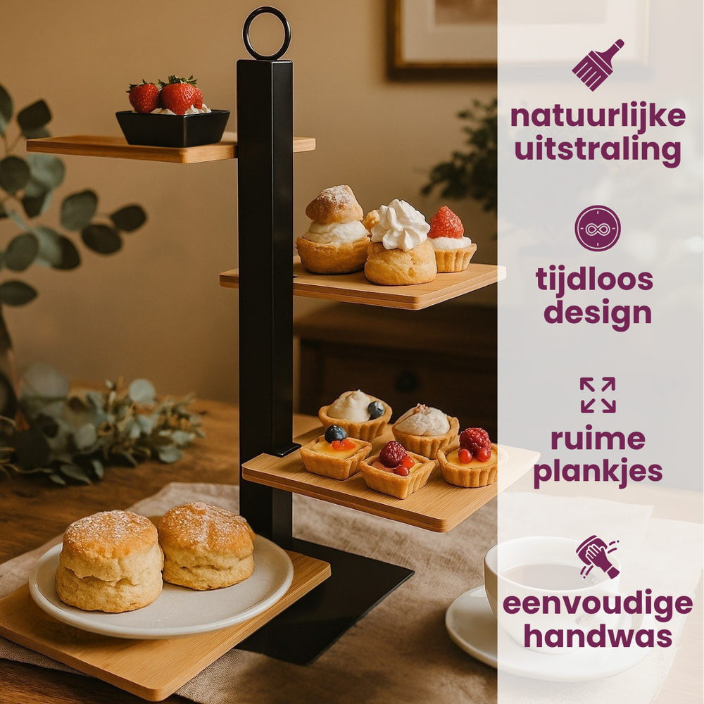 Cookinglife Etagere 4-lagig / Servierständer + Schälchen - Schwarzes Metall