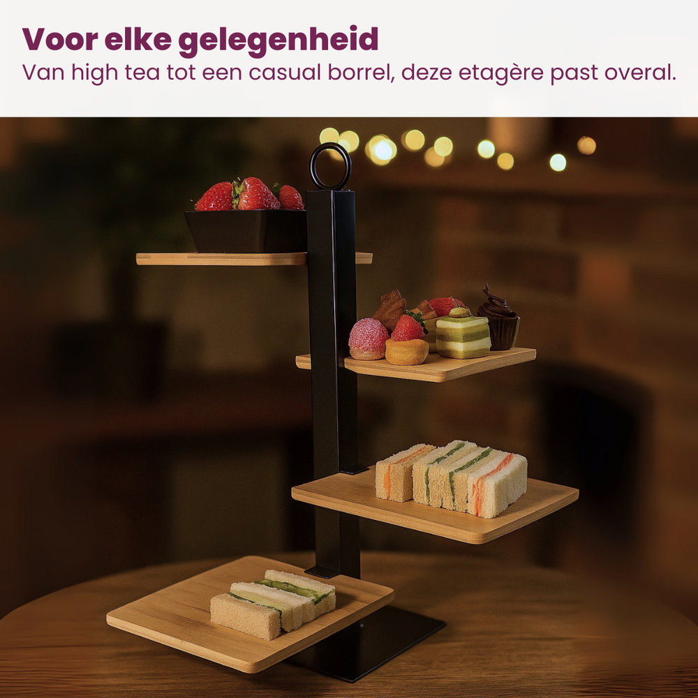 Cookinglife Etagere 4-lagig / Servierständer + Schälchen - Schwarzes Metall