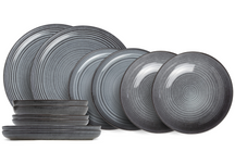 Cosy & Trendy Geschirrset Kentucky Grey - 12-teilig / 4 Personen - 4 Speiseteller, 4 Frühstücksteller und 4 Suppenteller