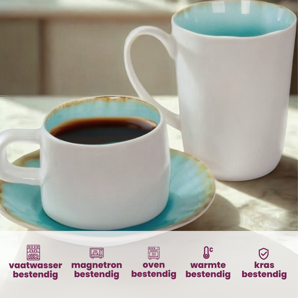 Cosy & Trendy Kaffeetassen Laguna Azzurro 230 ml - 4 Stück