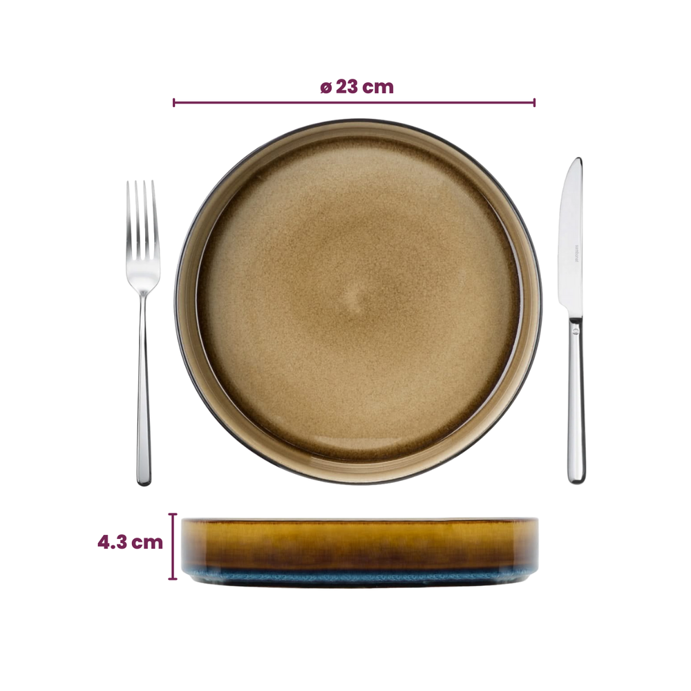 Cosy & Trendy Tiefe Teller / Pastateller - Quintana Amber ø 23 cm / H 4,3 cm - 4 Stück