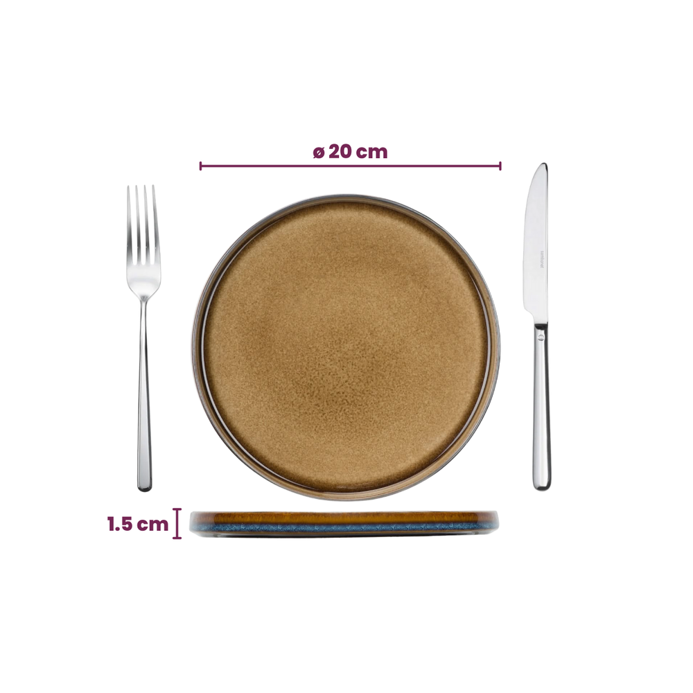 Cosy & Trendy Geschirrset Quintana Amber 18-teilig / 6 Personen - 6 Speiseteller, 6 Suppenteller und 6 Frühstücksteller