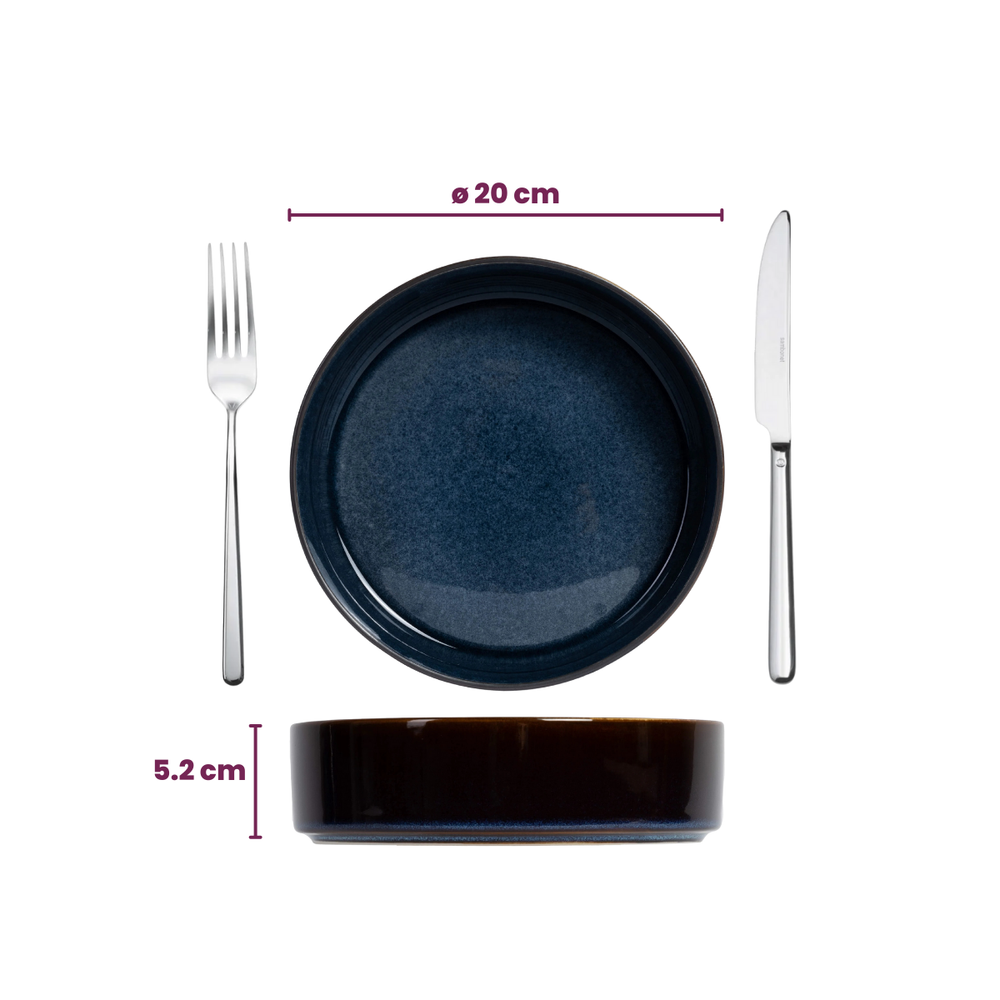 Cosy & Trendy Tiefe Teller / Pastateller - Quintana Blau ø 20 cm / H 5,2 cm - 4 Stück