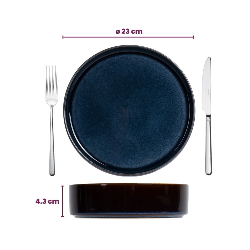 Cosy & Trendy Tiefe Teller / Pastateller - Quintana Blau ø 23 cm / H 4,3 cm - 4 Stück