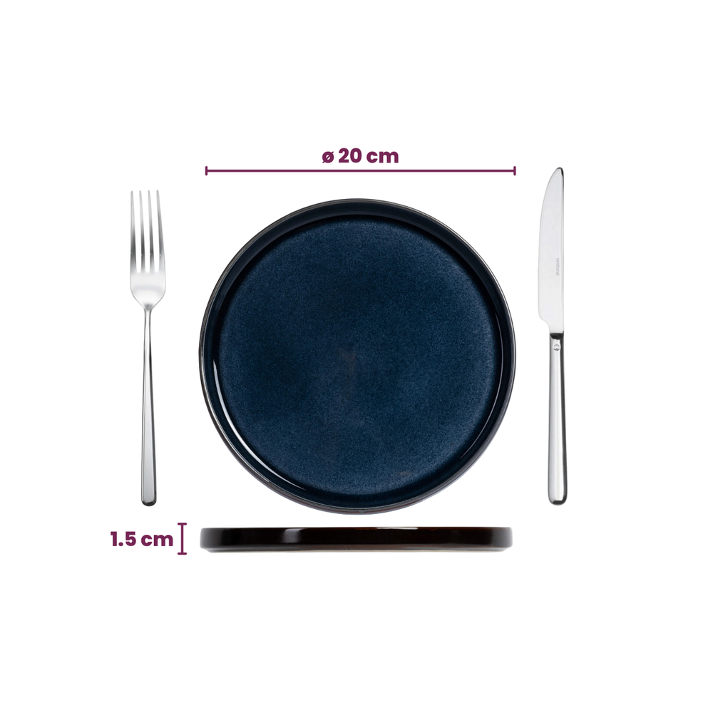 Cosy & Trendy Geschirrset Quintana Blue 18-teilig / 6 Personen - 6 Speiseteller, 6 Suppenteller und 6 Frühstücksteller