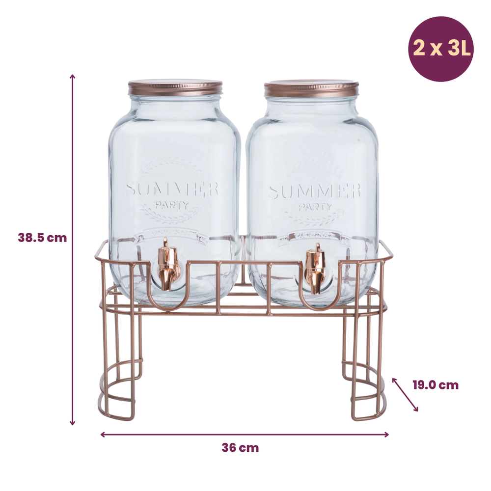 Cosy & Trendy Getränkespender - mit Halterung - 2 x 3 Liter