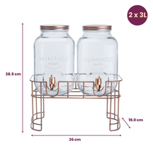 Cosy & Trendy Getränkespender - mit Halterung - 2 x 3 Liter