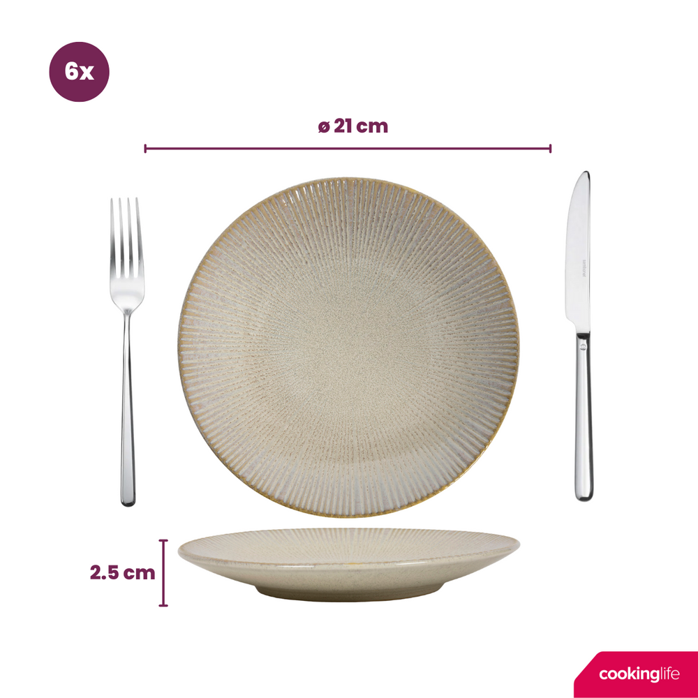 Cookinglife Geschirrset - Coastal Lines - Ocean Beige - 18-teilig / 6 Personen