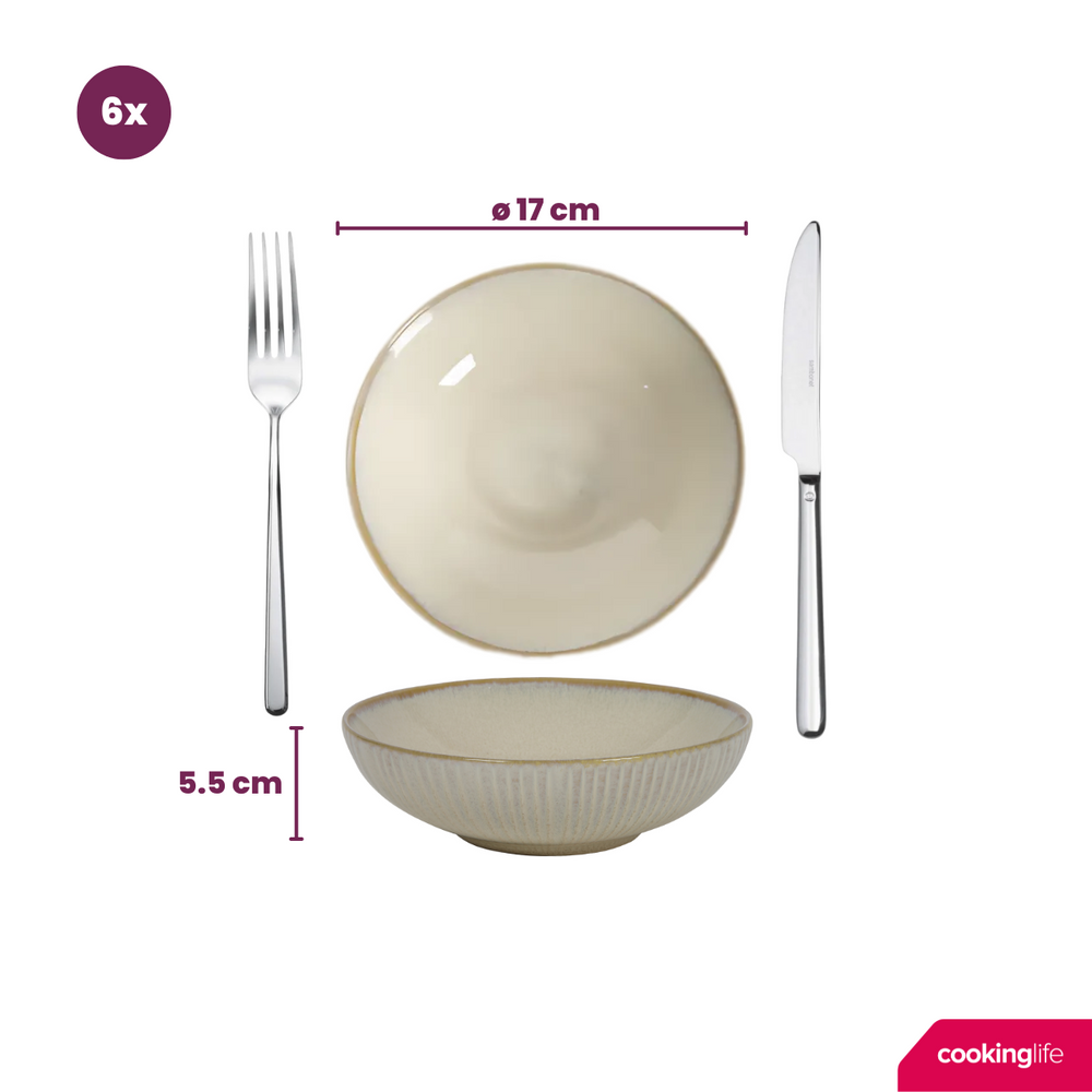 Cookinglife Geschirrset - Coastal Lines - Ocean Beige - 18-teilig / 6 Personen