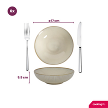 Cookinglife Geschirrset - Coastal Lines - Ocean Beige - 18-teilig / 6 Personen