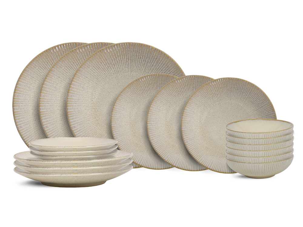 Cookinglife Geschirrset - Coastal Lines - Ocean Beige - 18-teilig / 6 Personen