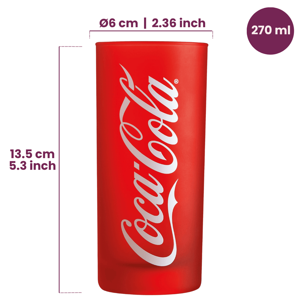 Coca Cola Gläser - Longdrinkgläser - Erfrischungsgetränkgläser - Rot 270 ml - 6 Stück