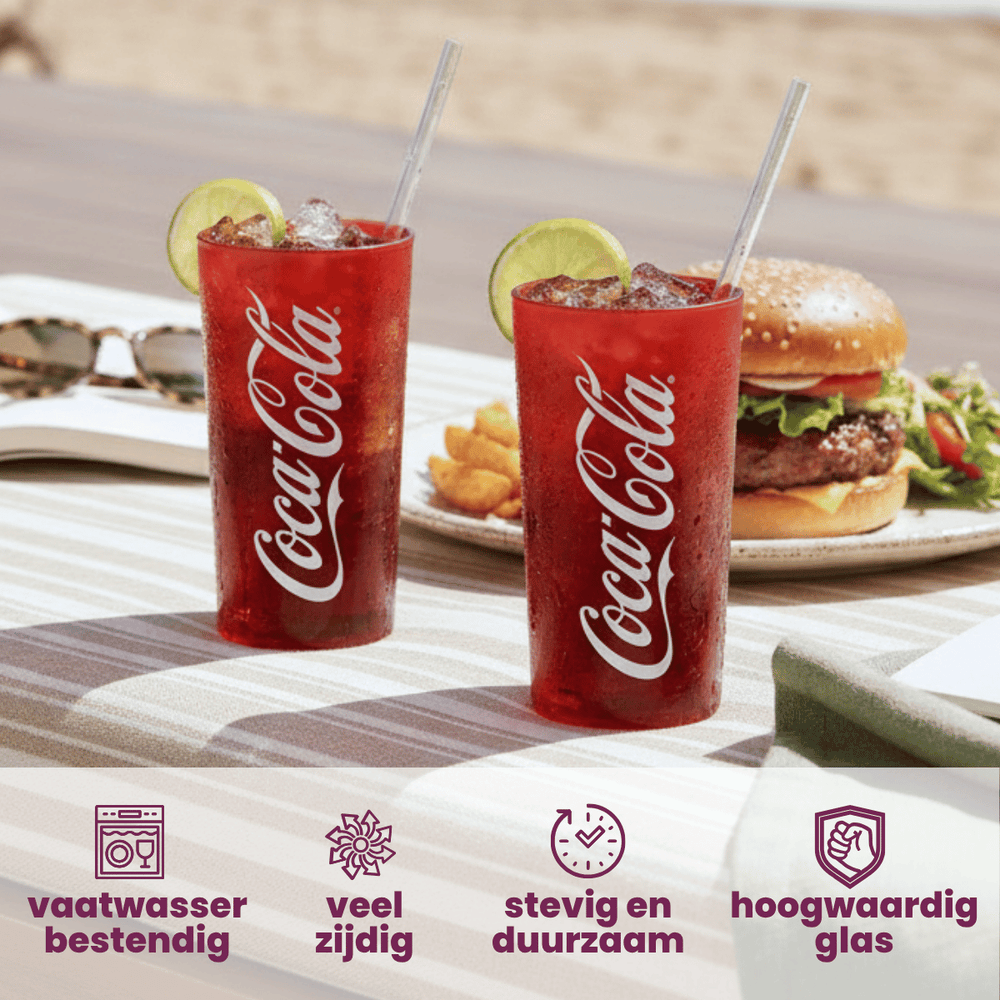 Coca Cola Gläser - Longdrinkgläser - Erfrischungsgetränkgläser - Rot 270 ml - 6 Stück