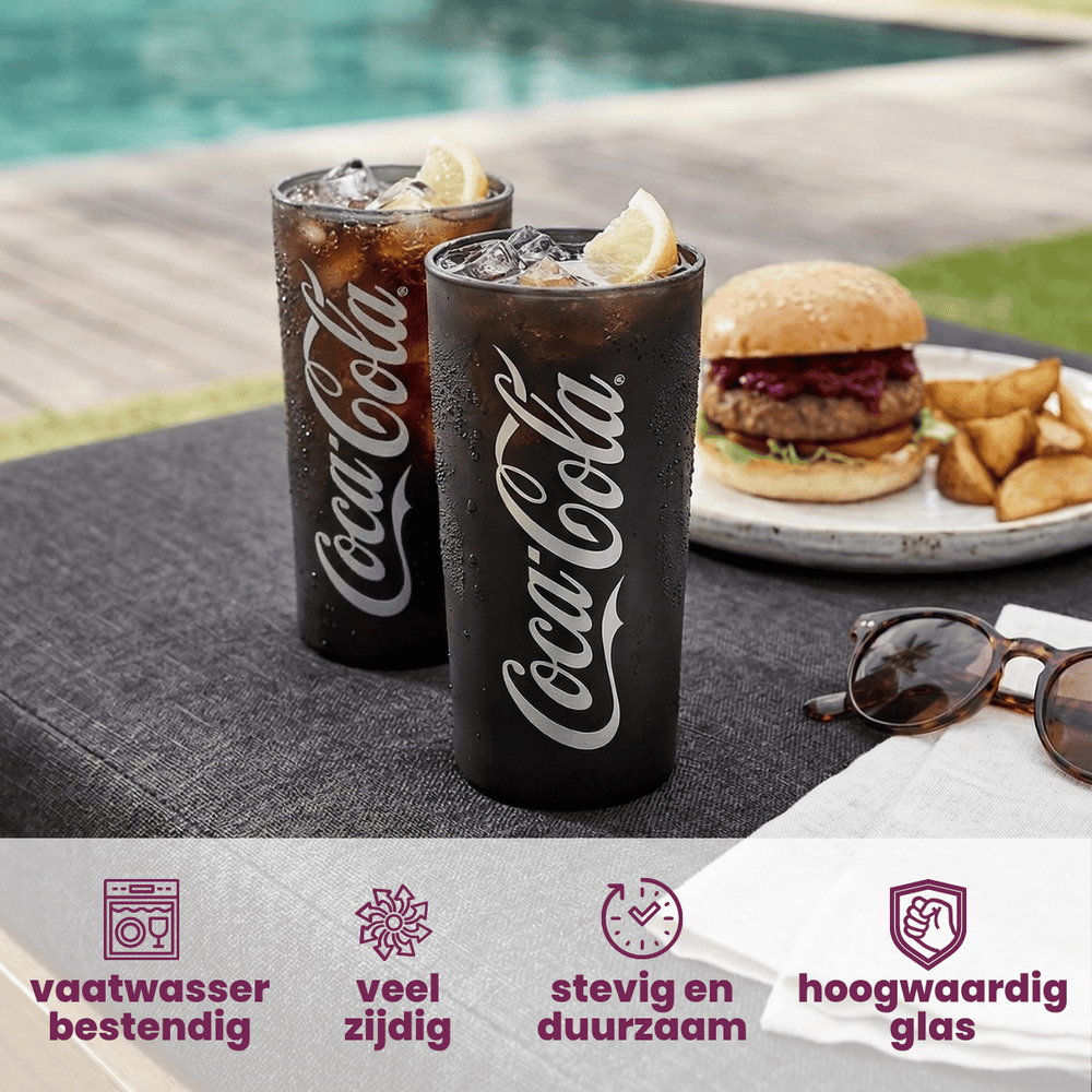 Coca Cola Gläser - Longdrinkgläser - Erfrischungsgetränkgläser - Schwarz 270 ml - 6 Stück