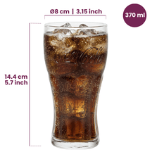 Coca Cola Gläser - Longdrinkgläser - Erfrischungsgetränkgläser - Transparent 370 ml - 4 Stück