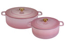 Combekk Bräterset Gusseisen Pink 2-teilig - ø 24 & 28 cm - Emaillierte Antihaftbeschichtung
