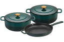 Combekk Topfset Gusseisen Holly Green 3-teilig - Bräter ø 24, 28 cm & Bratpfanne ø 26 cm