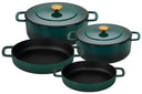Combekk Topfset Gusseisen Holly Green 4-teilig - Bräter ø 24, 28 cm & Bratpfanne ø 24, 28 cm