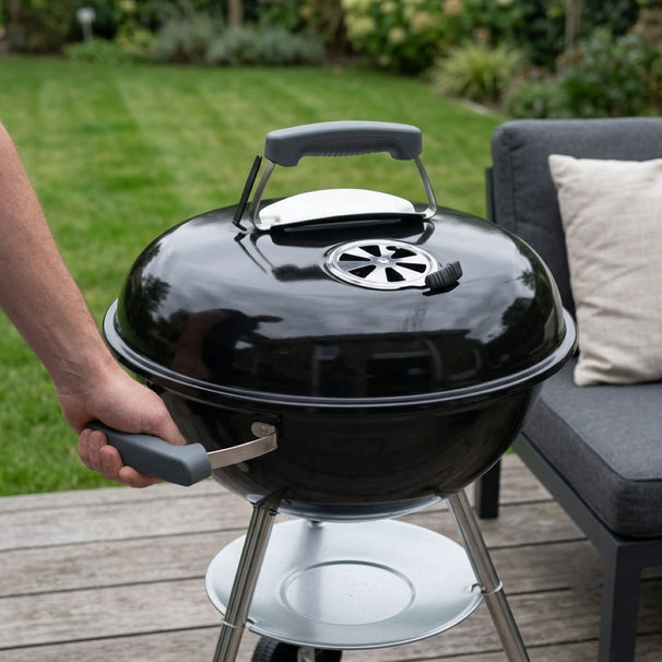 Cookinglife Kugelgrill mit Rädern Fire & Flavour - Holzkohle - 45 cm - Schwarz