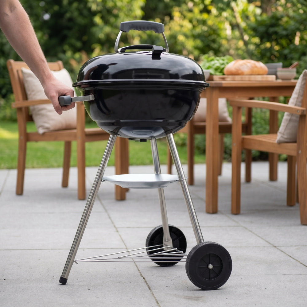 Cookinglife Kugelgrill mit Rädern Fire & Flavour - Holzkohle - 45 cm - Schwarz