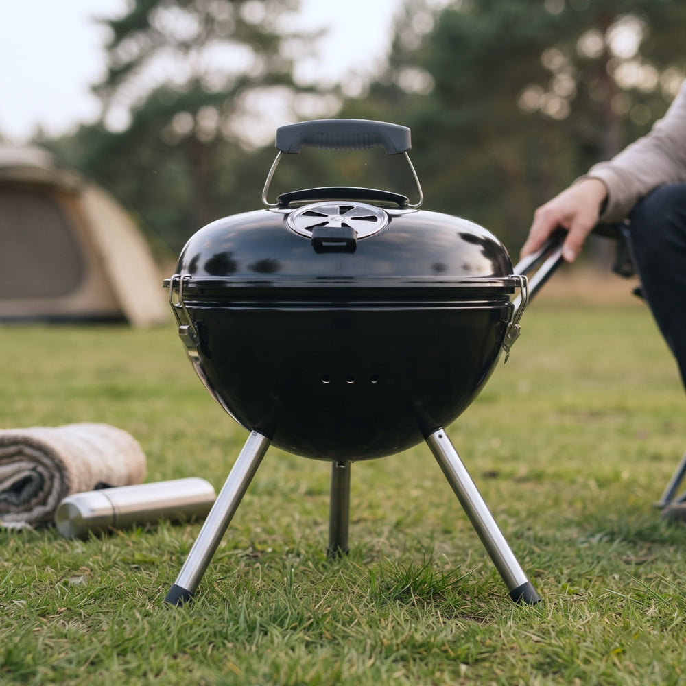Cookinglife Kugelgrill mit Füßen Fire & Flavour - Holzkohle - 39 cm - Kompakt - Schwarz